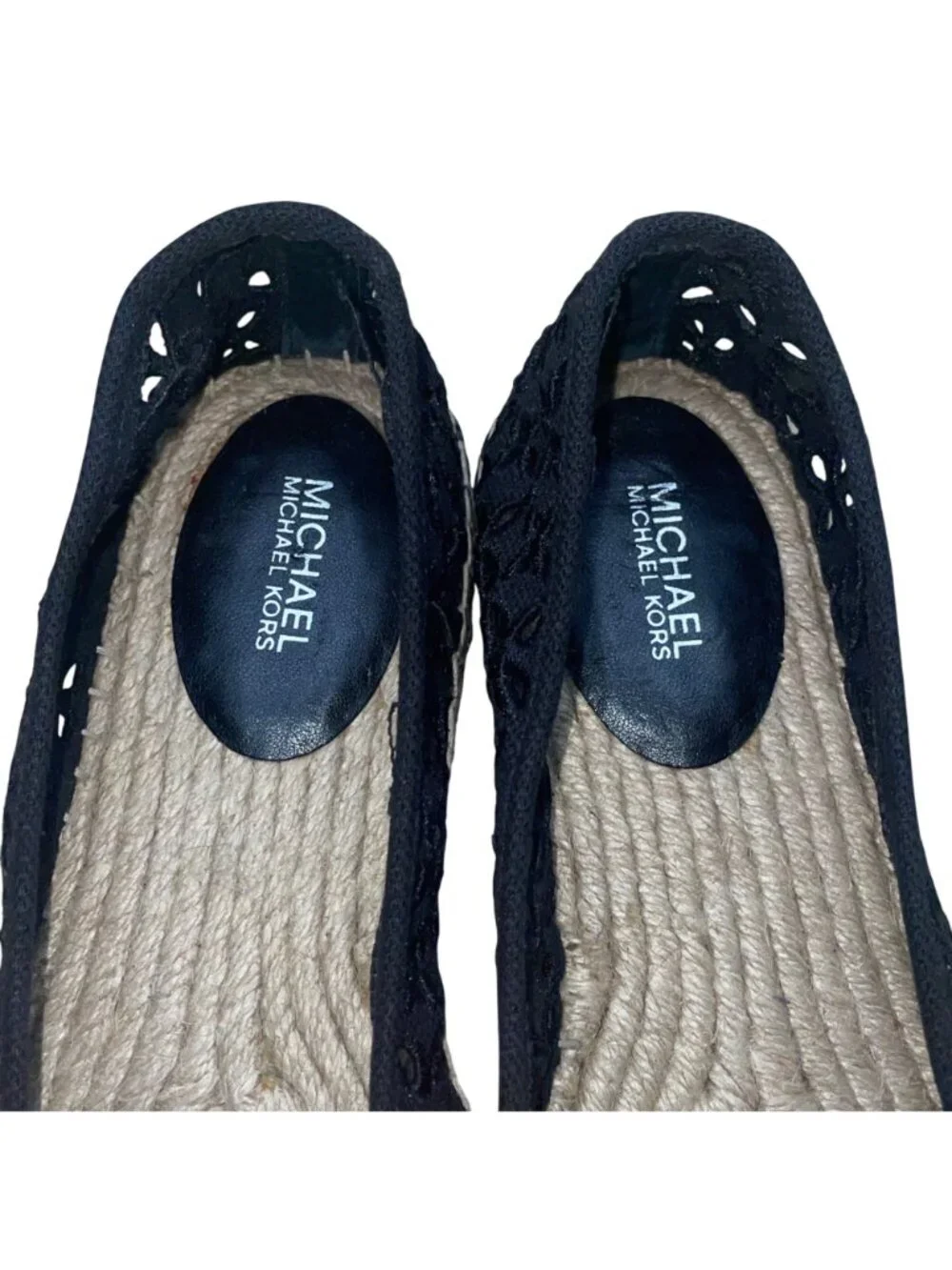 Michael Kors Women’s Navy Canvas Cut-Out Espadrille Flats Size US7.5